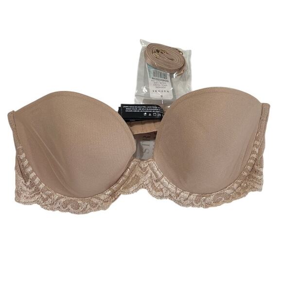 Natori Feathers Convertible Bra Size 32C Style 731023 Color Cafe No Slip Lace - Picture 2 of 8